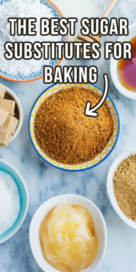 These sugar substitutes for baking are easier than you think! Sugar Free Alternatives, Sugar Substitute Chart, Brown Sugar Substitutes For Baking, Flour Substitutes For Baking, Sugar Alternatives For Baking, Sugar Replacement In Baking, Natural Sugar Alternatives, Substitute For Sugar In Baking, No Sugar Baking