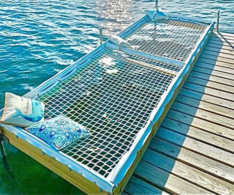 Dock Hammock DIY Kit Dock Hammock, Lake Dock Ideas, Deck Hammock, Lake House Dock, Diy Dock, Tents Camping Glamping, Dock Ideas, Water Hammock, Lakehouse Ideas