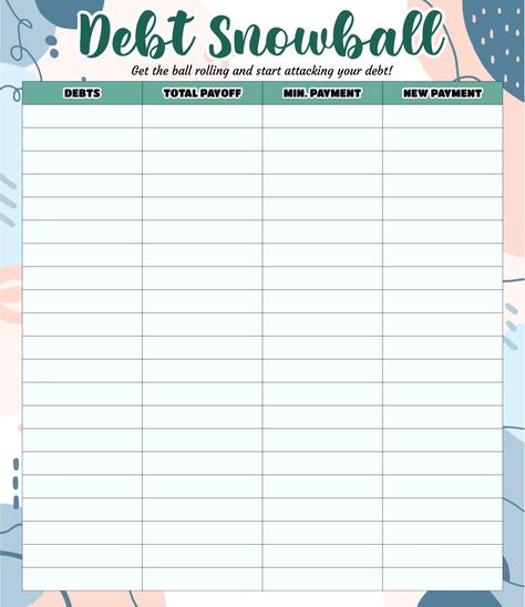 Dave Ramsey Debt Snowball Worksheet Printable Dave Ramsey Worksheets Free Printable, Dave Ramsey Debt Snowball Printable, Snowball Debt Worksheet Printable, Snowball Method Pay Off Debt Printable, Debt Snowball Worksheet Printable Free, Payoff Debt Worksheet, Dave Ramsey Budgeting Printables, Debt Snowball Printable, Debt Snowball Spreadsheet