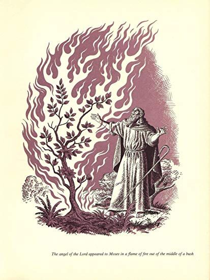 Moses Drawings, Moses Tattoo, Burning Bush Tattoo, Biblical Tattoo Ideas, Biblical Prints, Bush Tattoo, Moses Burning Bush, Greek Calligraphy, Biblical Tattoos