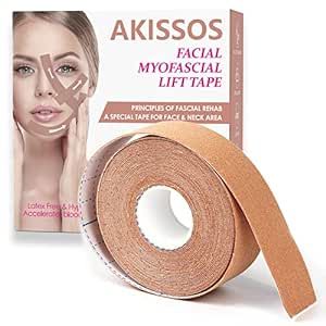 Akissos Facial Myofascial Lift Tape Face Lift Tape Face Toning Belts Anti Wrinkle Patches Anti Freeze Stickers Neck Lift Tape Unisex For Firming and Tightening Skin 2.5cm*5m Face Taping, Wrinkle Patches, Face Lift Tape, Tape Face, Neck Lift, Facial Products, Face Lift, Skin Products, Men's Grooming