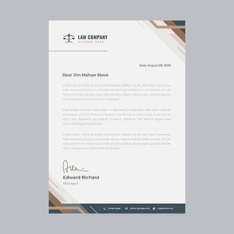 Vector flat law firm letterhead template | Premium Vector #Freepik #vector #company-template #corporate-template #business-template #business-design Visiting Card And Letterhead Design, Lawyer Letterhead Design, Letter Heads Design Creative, Company Letterhead Design, Nonprofit Annual Report Design, Corporate Letterhead Design, Business Letterhead Design, Nonprofit Annual Report, Letterhead Format