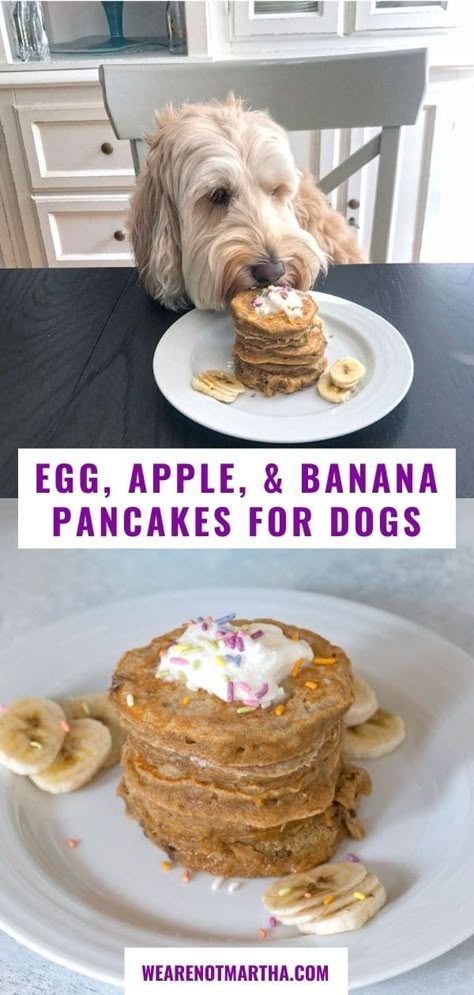 Egg, Apple, and Banana Pancakes for Dogs Waffles For Dogs Recipes For, Breakfast Dogs Recipes, Dog Friendly Pancake Recipe, Banana Pancakes For Dogs, Dog Birthday Breakfast, Healthy Breakfast For Dogs, Breakfast For Dogs Recipes, Dog Friendly Pancakes, Pancakes For Dogs Recipe