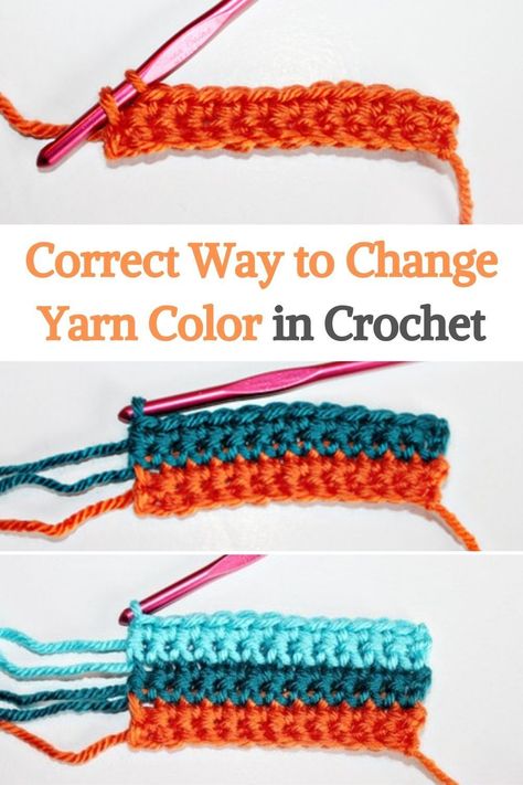 How To Begin Crochet, How Do You Change Colors When Crocheting, How To Start A New Color In Crochet, Adding New Color In Crochet, How To Add Different Color Yarn Crochet, How To Attach New Yarn In Crochet, How To Crochet With 2 Colors, Adding Yarn To Crochet, Crochet Color Change Invisible