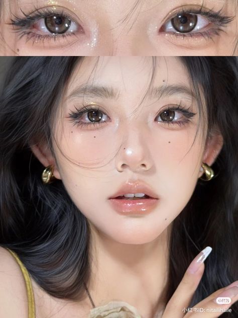 Douyin Chinese Makeup, Wedding Makeup Douyin, Cool Douyin Makeup, Douyin Makeup Brown Eyes, Prom Makeup Douyin, Kpop Signature Ideas, Light Douyin Makeup, Chinese Makeup Douyin, Douyin Wedding Makeup