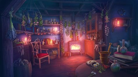 ArtStation - Witch house interior, Anna Truszkowska | Tree house interior, Victorian house interiors, Witch house Witch House Interior, Victorian Living Room Decor, Tree House Interior, Summer House Interiors, Witch Hut, Witches House, Barn House Interior, Fantasy Cottage, Witch Room