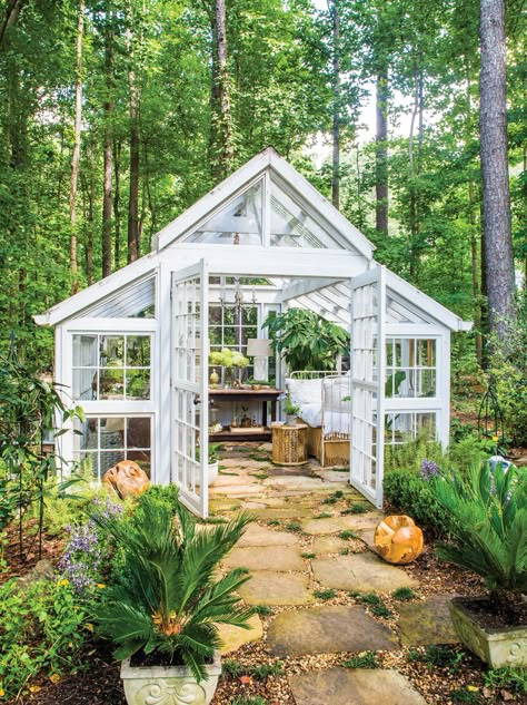 Glass garden house Glass Garden House, Glass House Garden, Ethereal Garden, Greenhouse Shed, Backyard Greenhouse, Greenhouse Ideas, Greenhouse Plans, Green Houses, Diy Greenhouse