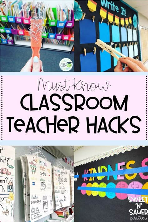 I'm sharing a compiled list of the best elementary teacher hacks, which will save you time, energy, and help get your classroom organized! These classroom ideas, tips, and tricks are great because many of them are DIY and also inexpensive. Whether you're a kindergarten teacher or 6th grade teacher, you'll find these ideas helpful. 1st Grade Tips And Tricks, Classroom Diy Projects, Classroom Groups Organization, Grade Six Classroom Ideas, Class Ideas For Teachers, 3rd Grade Teacher Tips, Primary 6 Classroom, How We Get Home Classroom, Kindergarten Teacher Organization