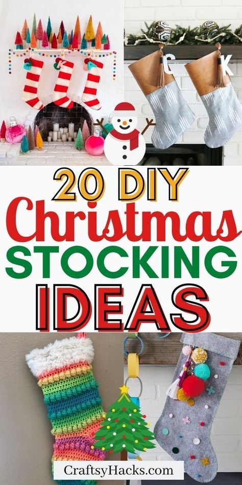 White Christmas Stockings Diy, Ugly Christmas Stocking Ideas, Funny Christmas Stockings Diy, Decorate Christmas Stockings Ideas, Decorating A Stocking, Christmas Stocking Diy Ideas, Decorated Stocking Ideas, Christmas Decor Ideas Stocking, Stocking Ideas Decorating