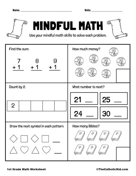 First Grade Curriculum, First Grade Math Worksheets, Free Printable Math Worksheets, Math Sheets, First Grade Worksheets, Math Charts, 1st Grade Math Worksheets, Free Math Worksheets, Daily Math