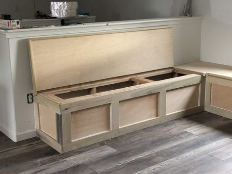 Bench Seat with Storage Build Bench Seat With Storage, Dining Bench With Storage, Diy Bench Seat, Built In Bench Seating, Seat With Storage, Kitchen Storage Bench, Corner Bench Seating, Nook Bench, Bench Seating Kitchen