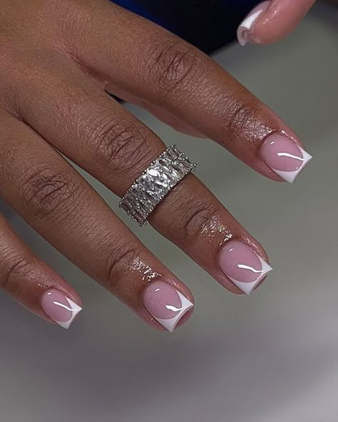 What French Tip Nails, Beautiful Gel Nails Designs, Short Nails Deep French, Short Short French Tip Acrylic Nails, Classic French Tip Nails Square Short, Very Short French Tip Acrylic Nails, Extra Short Acrylic Nails French Tip, Short French Nails Black Women, Short Acrylic Frenchies