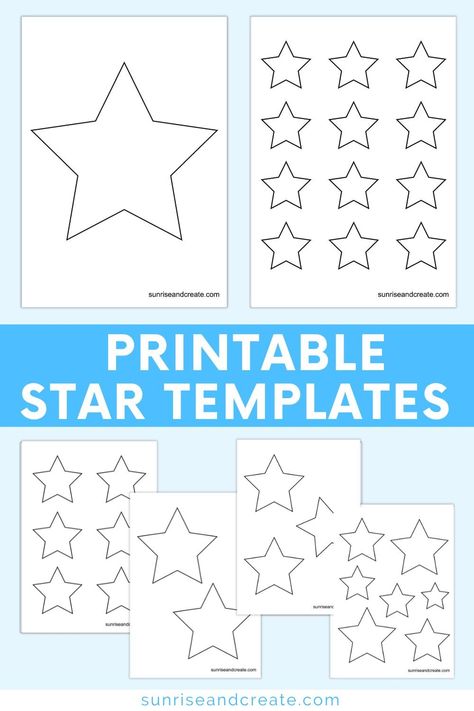 You never know when you are going to need some printable star templates. In this post, you’ll find many different-sized star printables. Stars are such a basic but fun shape that we seem to need all the time. This shape is not only popular for holidays like the 4th of July and Christmas, but it’s... Printable Stars, Free Printable Handwriting Worksheets, Star Template Printable, Christmas Star Crafts, Nursery Rhymes Preschool Crafts, Fall Leaf Template, Printable Pumpkin Stencils, Triangle Template, Star Outline