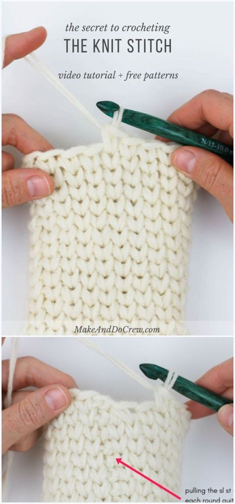 The Knit Stitch Free Crochet Pattern #freecrochetpatterns #crochetstitch #knitstitch Easy Knitting Projects, Crochet Knit Stitches, Stitch Tutorial, Crochet Tips, Tutorial Crochet, Single Crochet Stitch, Basic Crochet Stitches, Crochet Stitches Tutorial, Knit Stitch Patterns