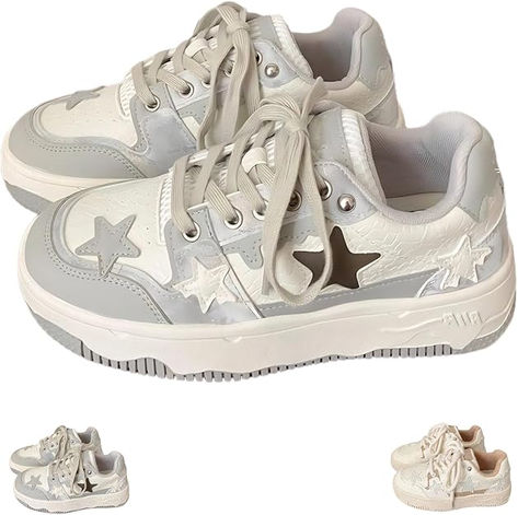 THESE ARE SO CUTE OMG Cute Shoes Amazon, Hibbett Sports Shoes, Grunge Tennis Shoes, Aesthetic Star Outfit, Y2k Items To Buy, Cute Clothing Accessories, Star Platform Shoes, Cute Y2k Shoes, Y2k Platform Shoes