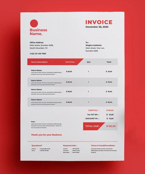 Clean Invoice Template AI, EPS, PSD Website Design Inspiration Business, A4 Paper Size, New Instagram Logo, Invoice Design Template, Invoice Design, Receipt Template, Corporate Identity Design, Letterhead Design, Graphic Design Tools