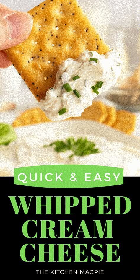 Whipped Cream Cheese - The Kitchen Magpie Diy Whipped Cream Cheese, How To Whip Cream Cheese, How To Make Whipped Cream Cheese, Diy Cream Cheese Spread, Cream Whipper Recipes, Cream Cheese Smear Recipe, Homemade Whipped Cream Cheese, Recipes Using Whipped Cream Cheese, Spreadable Cream Cheese Recipes