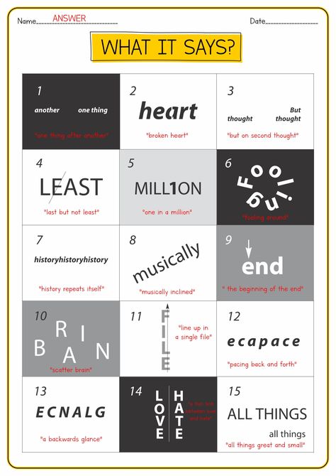 Rebus Puzzles With Answers, Word Puzzles Brain Teasers, Printable Brain Teasers, Scattered Brain, Brain Teasers With Answers, Rebus Puzzles, 60th Birthday Ideas, Logic Puzzle, Riddles To Solve