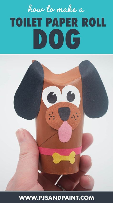 Toilet Roll Dog Craft, Dog Toilet Paper Roll Craft, Toilet Paper Roll Dog, Toilet Roll Animals, Toilet Paper Roll Animals, Dog Crafts For Kids, Cardboard Tube Crafts, Dog Pjs, Toilet Paper Roll Art