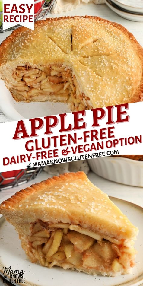 Gluten Free Dairy Free Pie, Gluten Free Apple Pie Recipe, Healthy Apple Pie Recipe, Mama Knows Gluten Free, Sugar Free Apple Pie, Homemade Apple Pie Recipe, Gluten Free Pies, Gluten Free Apple Pie, Apple Pie Recipe Homemade