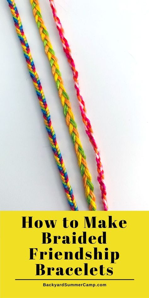 Kids will love learning how to make a braided friendship bracelet using colorful embroidery floss thread and a beginner tutorial. Friendship Bracelets With Embroidery Floss, Braided Embroidery Floss Bracelet, Embroidery Floss Bracelets Tutorial Easy, Crafts With Embroidery Floss, Friendship Bracelet Braid, Floss Crafts, Braided Bracelet Tutorial, Yarn Friendship Bracelets, Embroidery Thread Bracelets