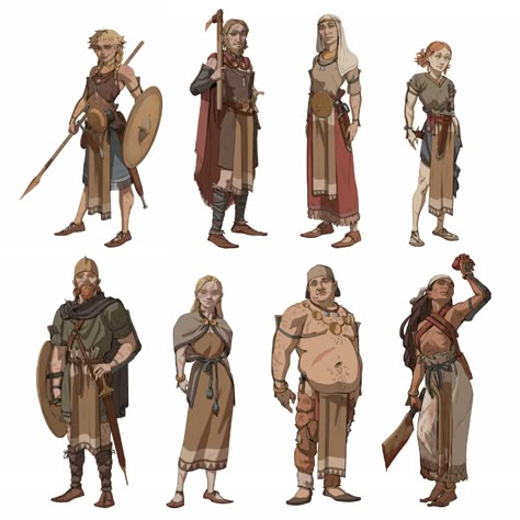 ArtStation - Late Bronze Age (character exploration), Pavel Hristov Bronze Age Fashion, Runequest Character Art, Bronze Age Armor, Explorer Concept Art, Pavel Hristov, Bronze Age Clothing, Bronze Age Tools, Iron Age Clothing, Character Exploration