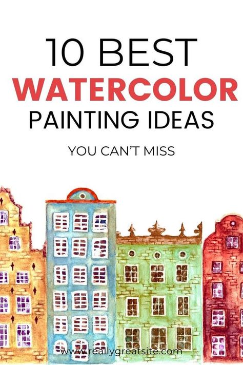 10 easy watercolor ideas for beginner step by step techniques | watercolor painting for beginner #watercolor#watercolorforbeginners City Watercolor Painting Easy, Diy Watercolor Painting Ideas, Easy Watercolor Trees, Drawings For Watercolor, Water Colour Painting Ideas Inspiration, Watercolor Step By Step Tutorials, Watercolor Cards Ideas Simple, Simple Watercolor Ideas, Simple Watercolour Painting