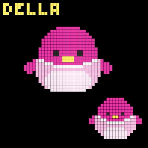 Pixel Squishmallow, Squish Mellow Perler Bead Patterns, Squishmallow Cross Stitch, Squishmallow Pixel Art, Squishmallow Perler Bead Patterns, Squishmallow Perler Beads, Squishmallow Perler, Duck Squishmallow, Della Duck