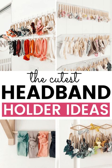 9 Headband Holder Ideas for any Nursery or Little Girl's Room - One Sweet Nursery Headband Holder Nursery, Headband Storage Ideas Diy, How To Store Headbands, How To Organize Headbands, Diy Baby Headband Holder, Headband Storage Ideas, Baby Bow Organization, Headband Holder Diy, Headband Organizer Diy