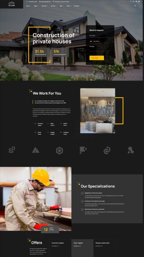 Construction Website Design Inspiration Construction Website Design, Creative Website Design Inspiration, Website Design Inspiration Business, Real Estate Website Design, Website Design Inspiration Layout, Free Web Design, Business Fonts, Creative Website Design, Modern Website Design