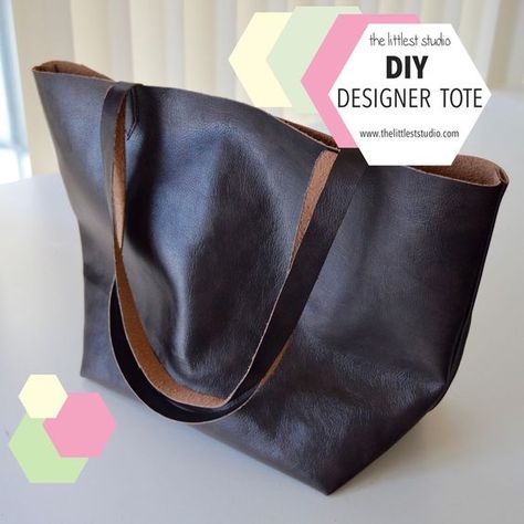 One yard leather bag. Diy Leather Tote Bag, Diy Leather Tote, Sacs Tote Bags, Sac Diy, Brown Leather Tote Bag, Leather Bag Pattern, Diy Leather Bag, Trendy Sewing, Diy Bags Purses