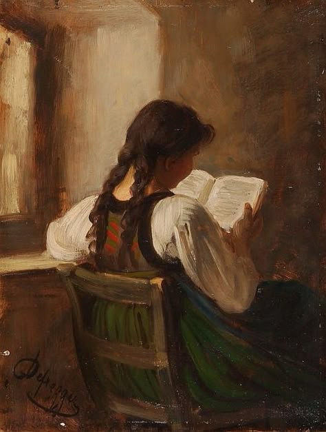 Painting Of Woman Reading, Little Women Book Aesthetic, Woman Reading Painting, Old Art Aesthetic, Reader Illustration, Old Art Painting, Old Paintings Aesthetic, European Artwork, Old Oil Paintings