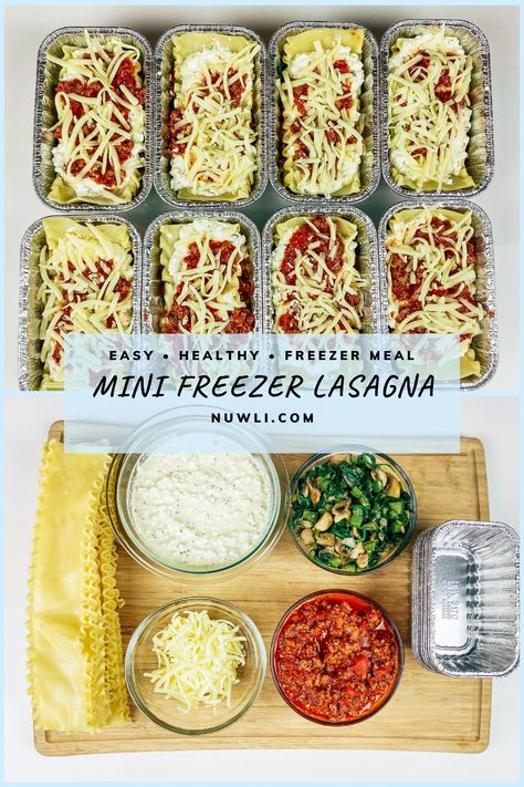 Small Portion Freezer Meals, Freezer Friendly Individual Mini Lasagnas, Make Ahead Meals For College Students Freezer Recipes, Low Cost Freezer Meals, Individual Freezer Lasagna, Make Ahead Meals For Maternity Leave, Freezer Prep Dinners, Mini Freezer Lasagna, Easy To Make Freezer Meals