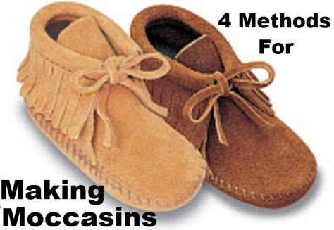 The featured tutorial gives you four different methods and styles that will make your moccasins as unique as you are! Leather Moccasins Diy, How To Make Moccasins, Making Moccasins, Moccasin Patterns, Baby Moccasin Pattern, Diy Moccasins, Native American Moccasins, Handmade Moccasins, Moccasin Pattern