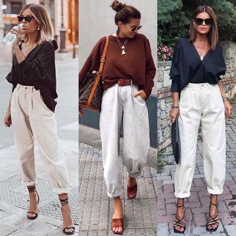 Baggy White Jeans Outfit, Slouchy Jeans Outfit, Baggy Pants Outfit, Paperbag Hose, Look Zara, Stylish Outfits For Women Over 50, Look Jean, Style Capsule, Slouchy Jeans