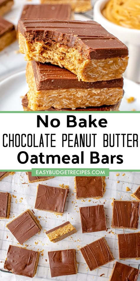 Peanut Butter Oatmeal Bars No Bake Honey, Easy Desserts With Oatmeal, 4 Ingredient Peanut Butter Bars, Peanut Butter Buddy Bars, Easy Peanut Butter Oatmeal Bars, Chocolate Peanut Butter Breakfast Bars, No Bake Chocolate Peanut Butter Oat Bars, Peanut Butter Cup Oatmeal Bars, Chocolate Peanut Butter Oatmeal No Bake