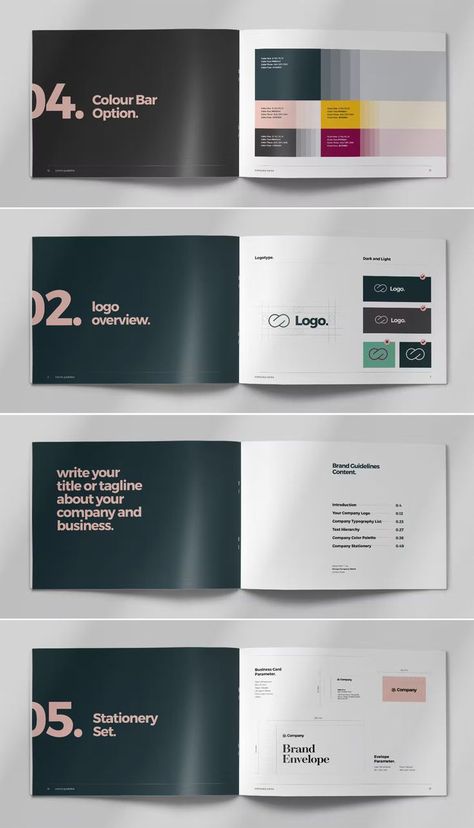 Black and Green Brand Guideline Brochure Layout InDesign Brand Booklet Design, Brand Guidelines Book Layout, Brand Guidelines Design Layout, Brand Manual Layout, Brand Book Design Inspiration, Brand Book Layout, Corporate Design Manual, Brand Book Design, Booklet Design Layout