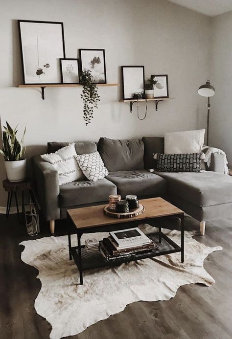 Modern Grey Sofa, Apartment Decoration, Modern Farmhouse Living Room, Rooms Reveal, Living Room Decor Modern, Living Wall, Living Room Decor Apartment, Decor Minimalist, Kitchen Area