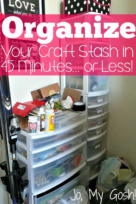 'Organize Your Craft Stash in 45 Minutes...or Less...!' (via Jo, My Gosh!) Organized Craft Room, New Bathtub, Shoebox Ideas, Craft Supply Storage, Sewing Room Storage, Scrapbook Organization, Organize Craft Supplies, Dream Craft Room, Craft Stash