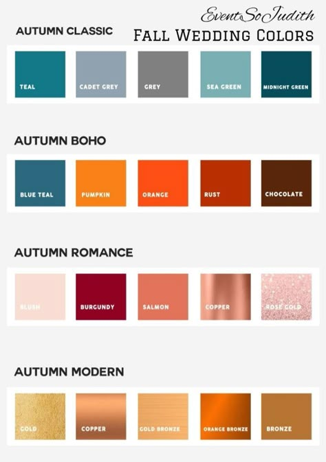 November Wedding Colors, Fall Wedding Colors October, October Wedding Colors, September Wedding Colors, Teal Wedding Colors, Fall Wedding Color Schemes, Wedding Color Pallet, Fall Wedding Color Palette, Wedding Themes Fall