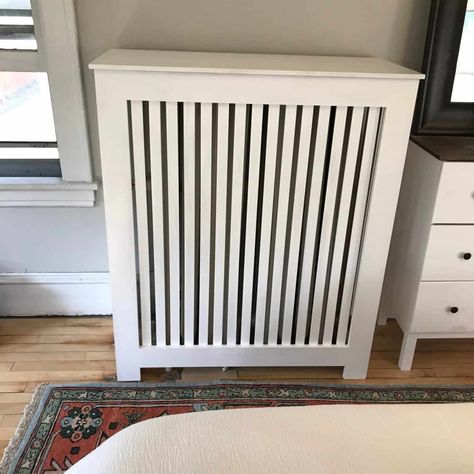 10 DIY Radiator Covers [With Instructions!!] - Everyday Old House Heater Cover Diy, Radiator Cover Ideas, Ikea Bed Slats, Diy Radiator Cover, Radiator Covers, Cast Iron Cleaning, Foil Insulation, Heater Cover, Mdf Plywood