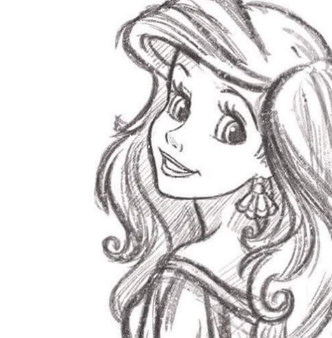 Ariel Sketch, Disney Drawings Sketches, Disney Art Drawings, Disney Princess Drawings, Princess Drawings, Disney Sketches, Pencil Art Drawings, Sketch Drawing, Disney Drawings