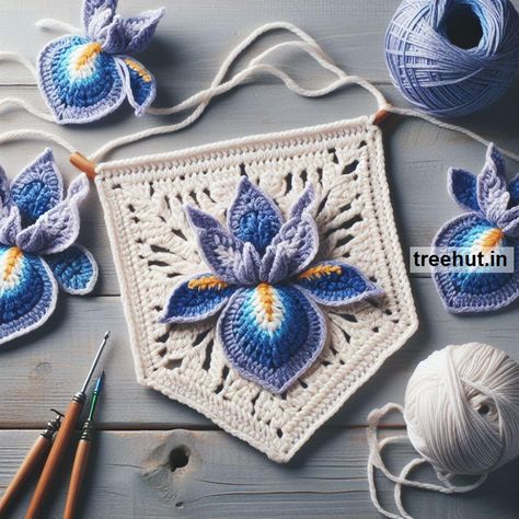 Child Art, Free Coloring Pages, Craft, Clipart, Art Ideas, Gardening at Treehut.in Crochet With Different Colors, Crochet Lotus Flower Granny Square, Variegated Yarn Crochet Ideas, Unique Crochet Accessories, Crochet Flower Bunting Free Pattern, Iris Crochet Pattern, Colorful Crochet Patterns, Surface Crochet Flower, Crochet Gifts Patterns Free