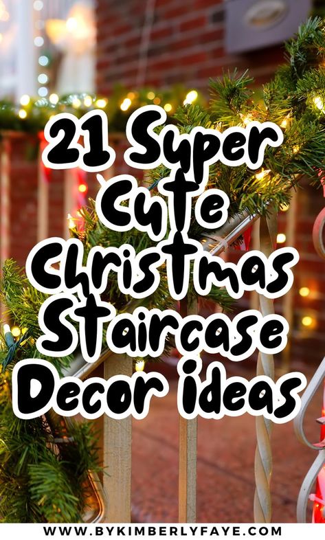 Prepare for the best Christmas with these 21+ Super Cute Christmas Staircase Decor Ideas That Are Traditional, christmas staircase decor railings, christmas staircase decor banisters, christmas staircase decor ideas, christmas staircase decorations, christmas staircase decor railings easy, christmas staircase decor simple Xmas Bannister Decorations, Decorate Steps Staircases, Decorating Steps For Christmas, Modern Staircase Christmas Decor, Stair Railing Decorations Christmas, Stockings On Banister Stairs, Christmas Lights On Stairs Railings, Christmas Decoration For Stairs Railings, Easy Christmas Banister Decorations