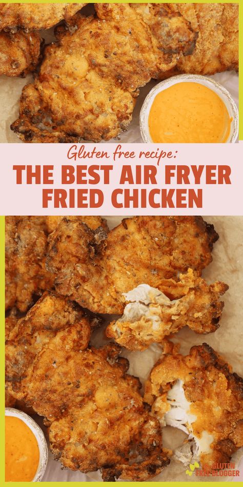 Air Fryer Buttermilk Fried Chicken (Gluten Free) Gluten Free Air Fried Chicken, Gluten Free Kfc Chicken Recipe, Gluten Free Fried Chicken Air Fryer, Buttermilk Chicken Tenders Air Fryer, Buttermilk Air Fried Chicken, Air Fryer Gluten Free Recipes, Gluten Free Chicken Fried Steak, Fried Chicken Recipe Air Fryer, Gf Fried Chicken