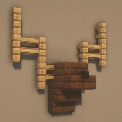 Cute Fall Minecraft Builds, Wall Decorations Minecraft, Minecraft Wall Decor Ideas, Minecraft Deer Head, Minecraft Light Ideas Inside, Minecraft Wall Decorations, Minecraft Attic, Wall Decor Minecraft, Minecraft Building Ideas Interior