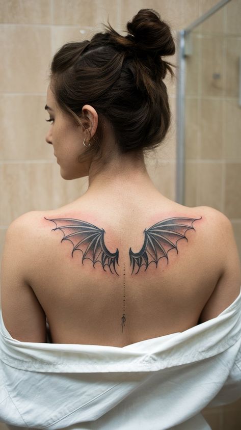 11 Breathtaking Wing Tattoo Ideas to Give You Wings - getstylish.blog Dragon Wing Back Tattoo, Dragon Wings Back Tattoo, Dragon Wing Tattoo, Dragon Wings Tattoo, Wing Tattoo Ideas, Tattoo Scar, Butterfly Wing Tattoo, Rising Phoenix Tattoo, Heart With Wings Tattoo