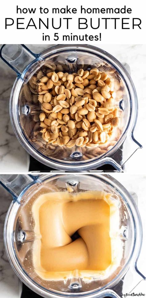 Making your own homemade peanut butter is so easy! It only takes 2 ingredients and 5 minutes to make this peanut butter recipe, and it's so creamy and delicious you'll never want to buy store-bought varieties again! Follow our our step-by-step photos and video to learn how to make peanut butter in both a blender and a food processor! Homemade Peanut Butter In Blender, Pampered Chef Peanut Butter, Blender Food Recipes, Ninja Processor Recipes, Vitamix Food Processor Recipes, Keto Vitamix Recipes, How To Make Homemade Peanut Butter, Ninja Blender Recipes Food Processor, Food Processor Recipes Videos