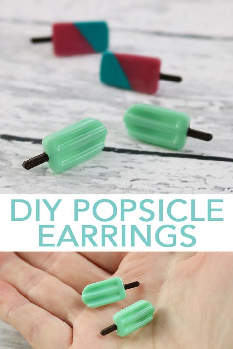 Resin Earrings Diy How To Make, How To Make Resin Earrings, Trio Accessories, Resin Earrings Diy, Popsicle Earrings, Resin Things, Diy Resin Earrings, Resin Works, Popsicle Party