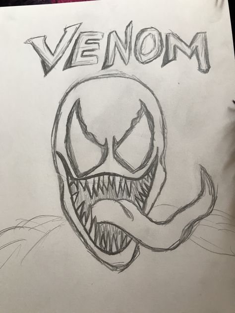 Venom Canvas Painting, Drawing Of Venom, Venom Easy Sketch, Venom Doodle Art, Venom Pencil Drawings, Spiderman Craft, Small Canvas Art, Easy Diy Art, Small Canvas